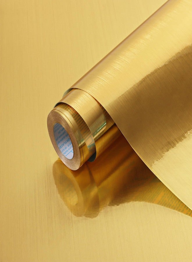 Timeet Gold Self Adhesive Wallpaper 17.7”X 197” Metallic Gold Contact Paper Metal Look Wallpaper Self Adhesive Waterproof Peel and Stick Wall Paper DIY Decor Shelf Liner Covering - Image 1